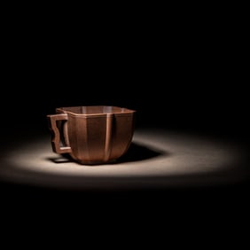 A Rare Yixing Zisha Pottery Octagonal Cup with Impressed Seal 'Chen Mingyuan' 陳鳴