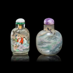Two Chinese Inside Painted Snuff Bottles, Early 20th Century 葉仲三壬戌