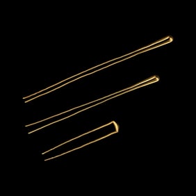 Three Chinese Gold Hairpins, Chai, Han-Tang Dynasty 西漢-唐 金钗