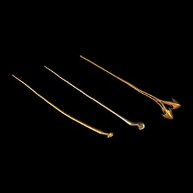 Three Chinese Gold Hairpins, Tang-Ming Dynasty ﻿唐-明 金並頭