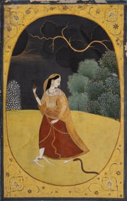 An Indian Painting of Abhisarika Nayika, Punjab Hills, Guler, Circa 1800 約1800年