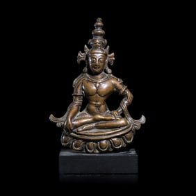 A Western Himalayan Copper Alloy Seated Figure of Avalokiteshvara, 11th/12th Century 十一