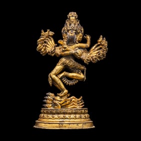 A Sino-Tibetan Gilt Copper Alloy Figure of Hevajra 銅鎏金吉祥歡