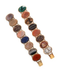 VICTORIAN, PAIR OF  HARDSTONE BRACELETS