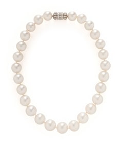CULTURED PEARL AND DIAMOND NECKLACE