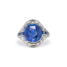 MARCUS & CO., CEYLON SAPPHIRE AND DIAMOND RING
