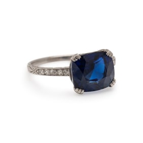 BLACK, STARR & FROST, ART DECO, BURMA SAPPHIRE AND DIAMOND RING