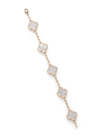 VAN CLEEF & ARPELS, YELLOW GOLD AND MOTHER-OF-PEARL 'ALHAMBRA' BRACELET
