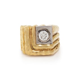 HENRY DUNAY, YELLOW GOLD AND DIAMOND RING