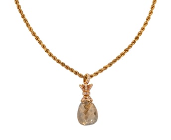 COLORED DIAMOND AND GOLD PENDANT NECKLACE