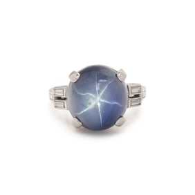 STAR SAPPHIRE AND DIAMOND RING