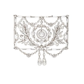 CARTIER, BELLE ÉPOQUE, DIAMOND, ENAMEL, AND PLATINUM 'PLAQUE DE COU', CIRCA 1905