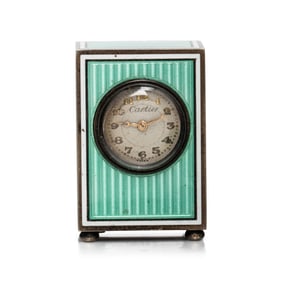CARTIER, BELLE ÉPOQUE, ENAMEL MIGNONETTE DESK CLOCK