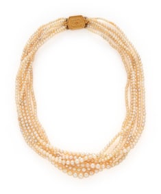MULTISTRAND NATURAL AND CULTURED PEARL NECKLACE