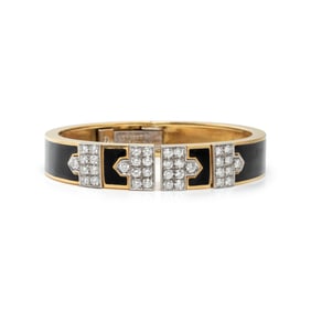 DAVID WEBB, BLACK ENAMEL AND DIAMOND 'LANE' BRACELET