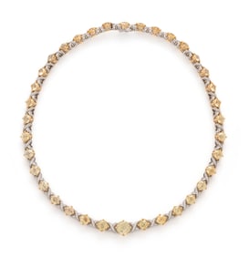 YELLOW SAPPHIRE AND DIAMOND NECKLACE