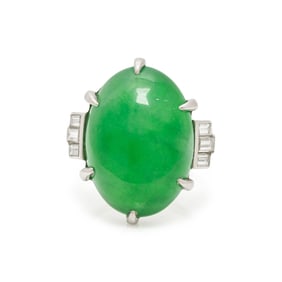 PLATINUM, JADE, AND DIAMOND RING