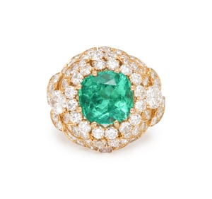 M. GÉRARD, COLOMBIAN EMERALD AND DIAMOND RING