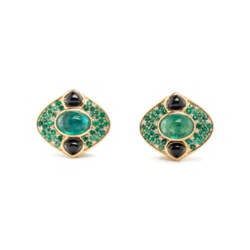 MARINA B., EMERALD, DIAMOND, AND BLACK SPINEL 'LUCILLA' EARRINGS