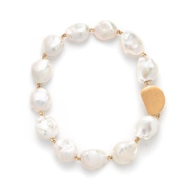 YVEL, YELLOW GOLD AND BAROQUE CULTURED PEARL 'SATIN SEA SOUFFLÉ' NECKLACE
