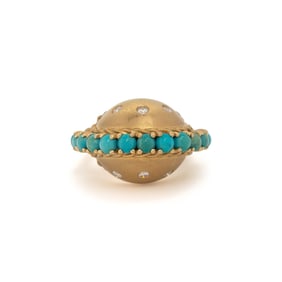 WENDY BRANDES, YELLOW GOLD, TURQUOISE AND DIAMOND RING