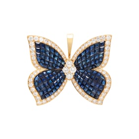 SAPPHIRE AND DIAMOND BUTTERFLY PENDANT