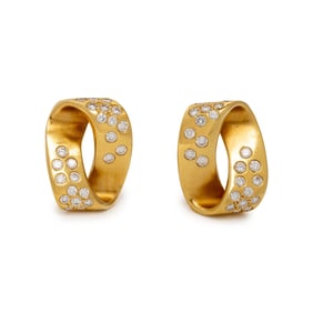 MARLENE STOWE, YELLOW GOLD AND DIAMOND EARRINGS