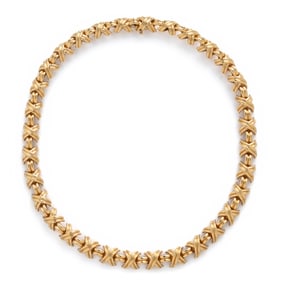 TIFFANY & CO., YELLOW GOLD 'SIGNATURE X' NECKLACE