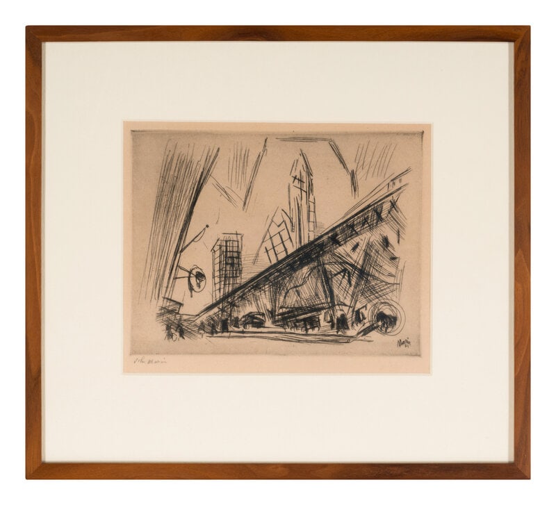 John Marin
(American, 1870-1953)
Downtown, The El  (from Six American Etchings), 1921 (1 of 6)