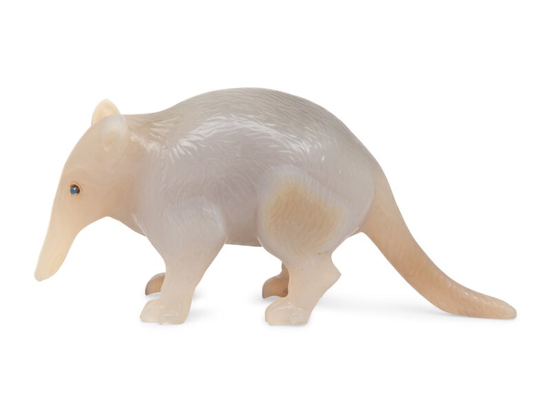 A Jeweled Grey Agate Model of an Ant Eater (1 of 2)