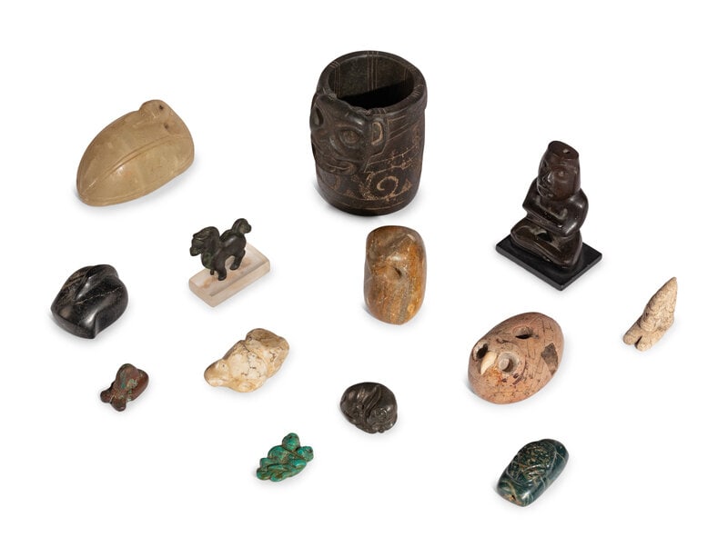 A Group of Twelve Pre-Colombian Style and Near Eastern Style Carved Stone Articles (1 of 6)