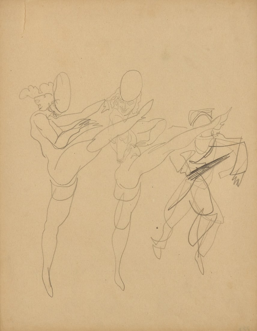 Charles Demuth (American, 1883-1935) Three Cabaret Dancers: Charles Demuth (American, 1883-1935) Three Cabaret Dancers pencil on paper 11 x 8 in. (27.9 x 20.3cm) The Collection of Sidney Rothberg, Philadelphia, Pennsylvania This lot is located in Philadelphia.