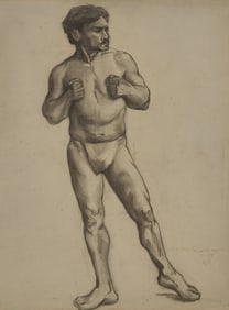 Modern European School (French, 19th Century) Étude de Boxeur Debout, Poings Rabattus, 1897