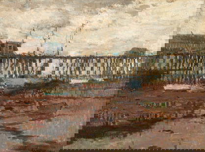 Ernest Lawson 
(American/Canadian, 1873-1939)
The Low Tide: Ernest Lawson (American/Canadian, 1873-1939) The Low Tide oil on board signed E. Lawson (lower right) 18 x 24 in. (45.7 x 61cm) The Collection of Sidney Rothberg, Philadelphia, Pennsylvania This lot i