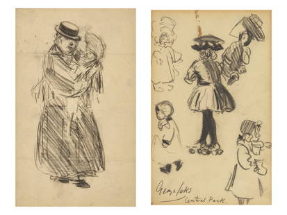 George Luks
(American, 1867-1938)
Two Works: Central Park Studies; together with The Nanny (2): George Luks (American, 1867-1938) Two Works: Central Park Studies; together with The Nanny (2) charcoal on paper Central Park Studies: signed George Luks and titled (lower left) larger: 8 1/4 x 5 in.