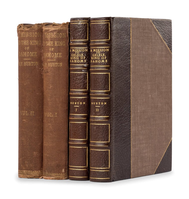 [TRAVEL & EXPLORATION]. BURTON, Richard Francis, Sir (1821-1890). A Mission to Gelele, King of Dahom: [TRAVEL & EXPLORATION]. BURTON, Richard Francis, Sir (1821-1890). A Mission to Gelele, King of Dahome. London: Tinsley Brothers, 1864. 2 volumes, 8vo (201 x 129 mm). 2 engraved plates. (Slight ton