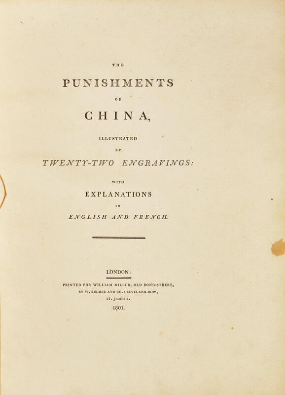 [TRAVEL & EXPLORATION] MASON, George Henry. The Punishments of China. London: Printed for William Mi (1 of 3)