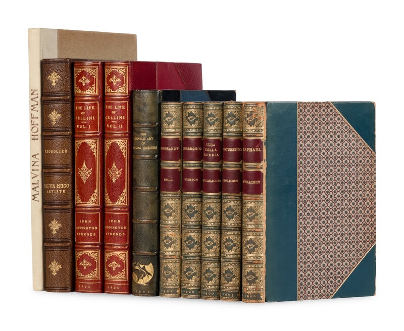 [BINDINGS - ARTIST BIOGRAPHIES]. A group of 9 works, comprising: : [BINDINGS - ARTIST BIOGRAPHIES]. A group of 9 works, comprising: 1) ALEXANDRE, Arsene. Malvina Hoffman. Paris: J.E. Pouterman, 1930. Original cloth. INSCRIBED BY HOFFMAN, "With my cordial remembrances