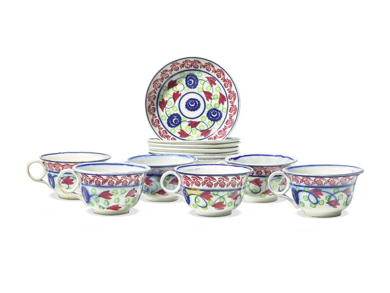 A Set of Thirteen English Sponge-Decorated "Bullseye Spatter" Earthenware Articles (1 of 1)
