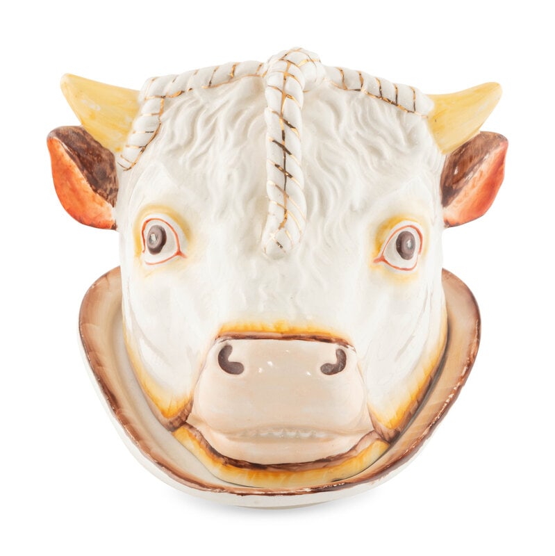 A Whimsical Glazed Earthenware Steer-Form Cheese Dome (1 of 5)
