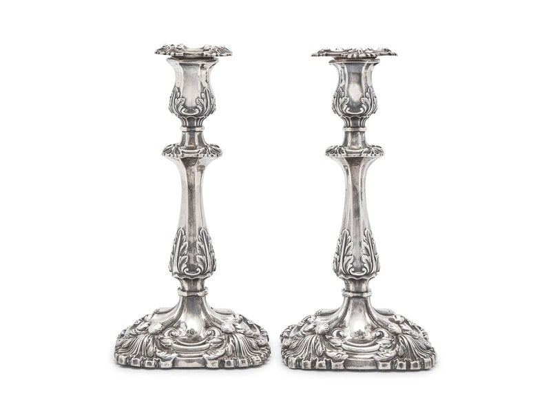 An Assembled Pair of William IV Silver Candlesticks (1 of 3)
