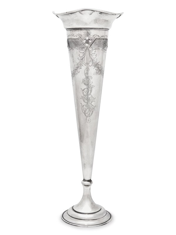 An American Silver Reticulated Trumpet Vase (1 of 3)