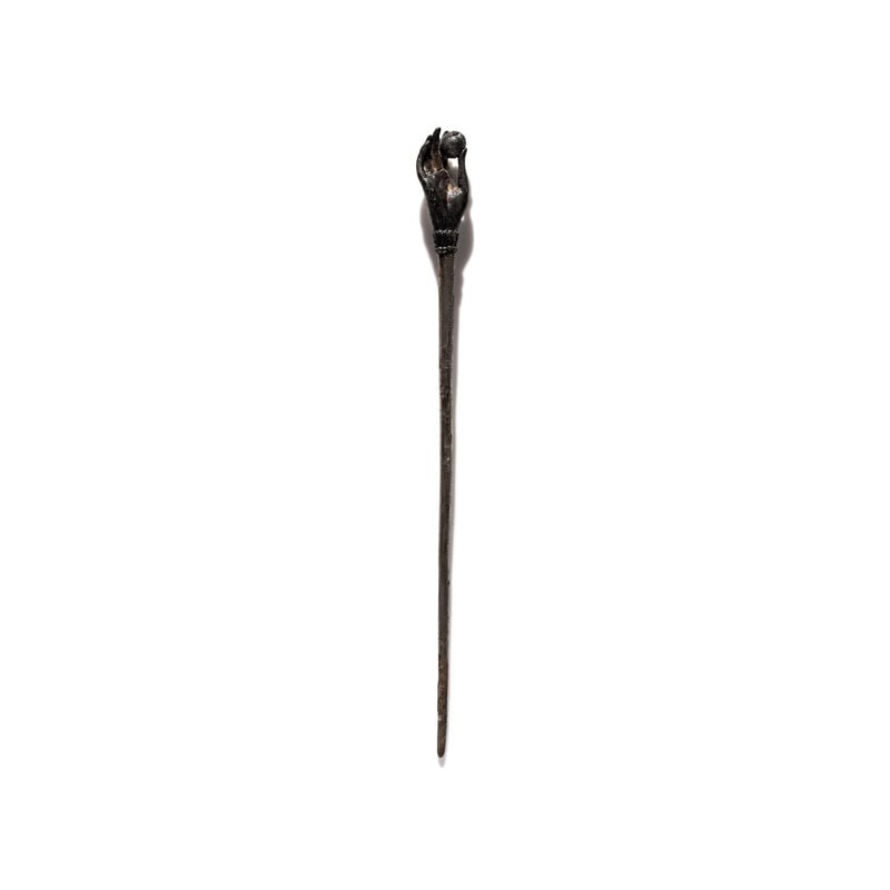 A Roman Silver Stickpin with a Hand and Pomegranate Finial: A Roman Silver Stickpin with a Hand and Pomegranate Finial Circa 1st-2nd Century A.D. Length 5 1/4 inches (13.34 cm); 8.2 dwt. Property from a New York Private Collection Size Len