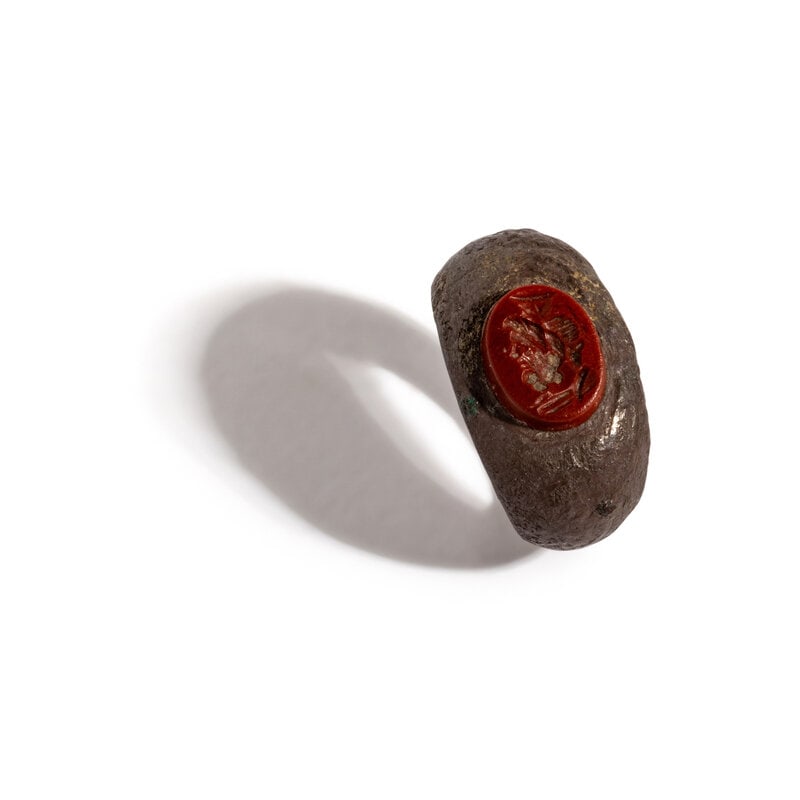 A Roman Silver and Jasper Finger Ring with the God Serapis (1 of 5)