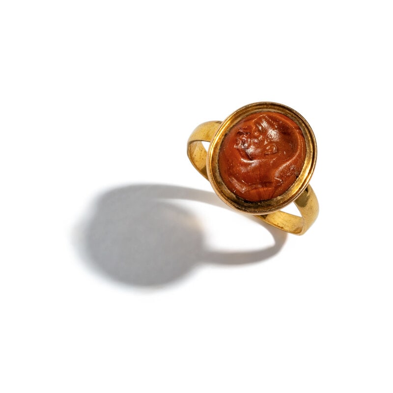 A Roman Glass Ring Stone with a Male Portrait Head (1 of 4)