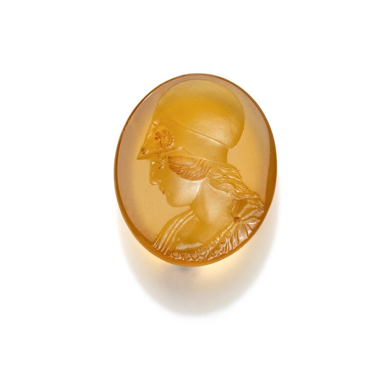 A Neoclassical Agate Intaglio with Athena Promachos (1 of 8)