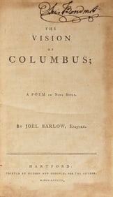 [Americana] [Boudinot, Elias] Barlow, Joel. The Vision of Columbus... First Edition