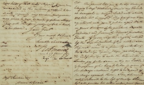 [Americana] [Declaration of Independence] Morris, Robert. Autograph Letter, signed