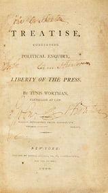 [Americana] Wortman, Tunis. A Treatise, Concerning Political Enquiry, and the Liberty of the Press.