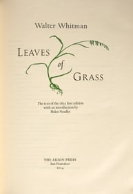 [Arion Press] Whitman, Walt. Leaves of Grass